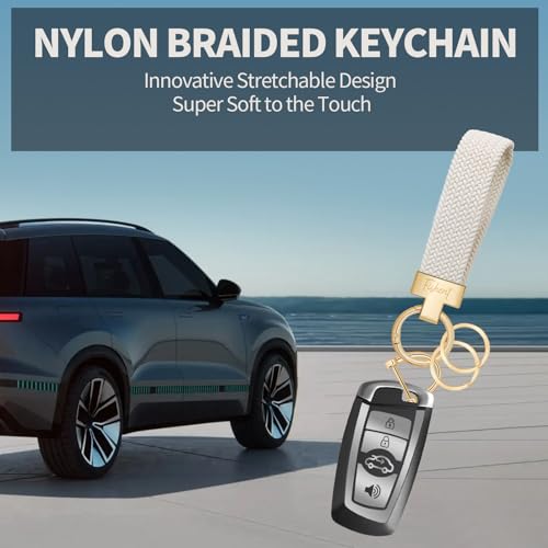 Fishent Stretchy Car Keychain, Nylon Braided Cool Key Chain for Women Men,… - Image 2