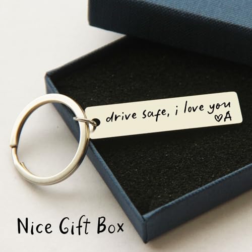 HubbgDesign Key Chain Drive Safe I Love You Engraved Initial Personalized Gift… - Image 3