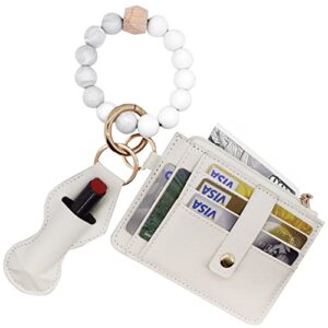 BIHRTC Silicone Key Ring Bracelet for Women Wallet Beaded Wristlet Keychain Elastic…