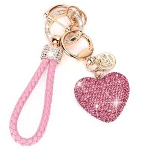 Car Keychain for Women with Rhinestone Heart Shape Bling Girl Cute Keychain…