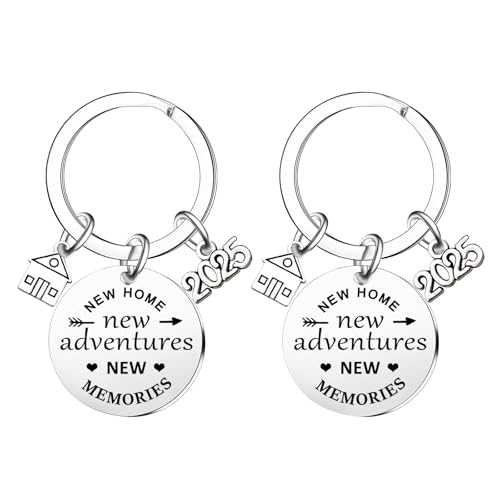 Ghloyza 2Pcs New Home Keychain 2025 New Adventures Keyrings Housewarming Gifts For…