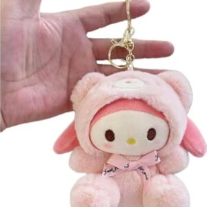 Cartoon Bag Charms Cute Plush Keychain for Women Girls, 5" Soft Backpack…