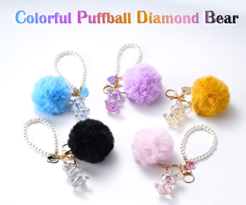 YOU WIZV Teddy Bear Keychain, Cute Bling Keychains for Women and Puff… - Image 7