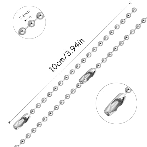 Lemonkey 100Pcs Ball Beads Chain Bulk, Silver Keychain Rings, 4 Inch Dog… - Image 2