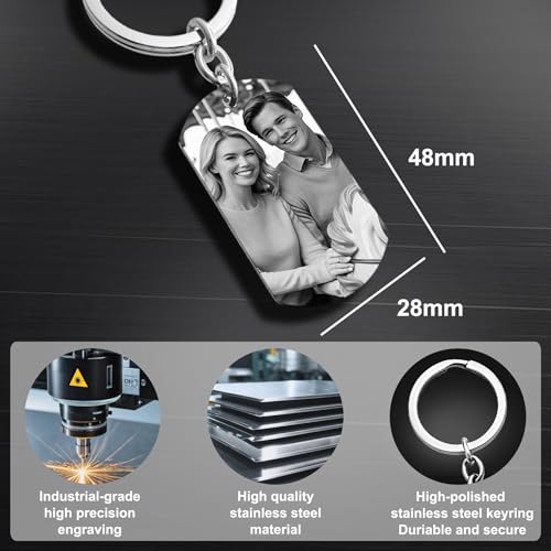 Queenberry Custom Photo Keychain for Husband Boyfriend Laser Engraved Personalized Calendar Date… - Image 5