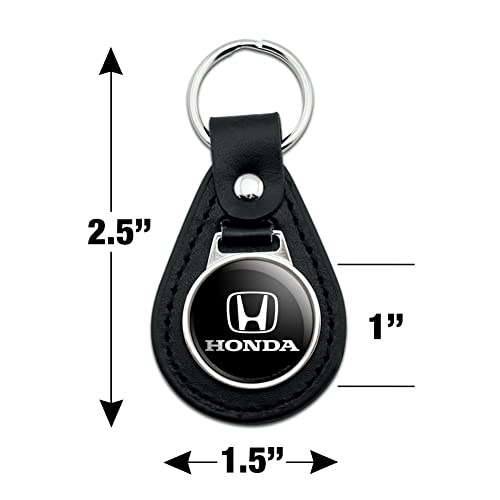 GRAPHICS & MORE Black Leather Honda Logo Keychain - Image 2