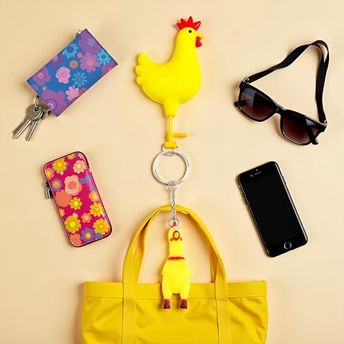 Yellow Shrilling Screaming Chicken Keychain, Mini Rubber Squeeze Screaming Chicken Keychains Gags… - Image 5