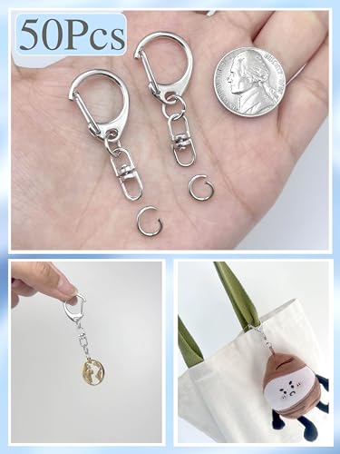 Evnlo 50Pcs Lobster Claw Clasps for Keychain Clip, Swivel Snap Hooks Silver… - Image 3