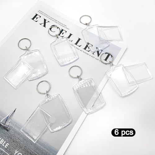 Juxiamal 6pcs Clear Double Sided Blank Picture Keychains for Insert 4.1 x… - Image 6