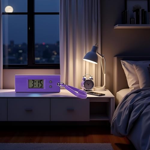 Jizlan Purple Mini Digital Keychain Watches Portable Keychain Pocket Watch Backpack Clip… - Image 5