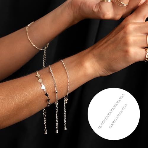 200Pcs Chain Extender for Jewelry Making, Silver and Gold Extension Tails for… - Image 6