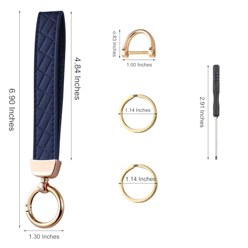 Weixiltc Leather Wristlet Keychain, Car Key Chain Holder with 2 Key Ring… - Image 2