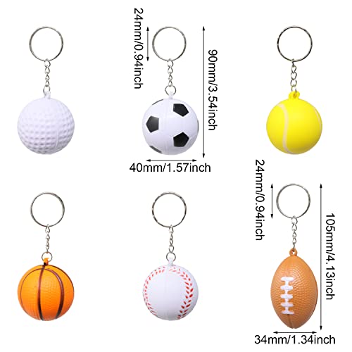 Honbay 6PCS Foam Sports Ball Keychains Lightweight Soccer Football Baseball Basketball Tennis… - Image 2