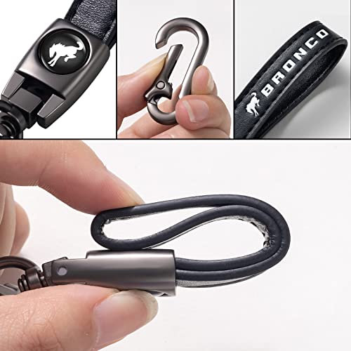 Genuine Leather Car Key Chain for Ford Bronco Keyring Keychain Accessories Family… - Image 4