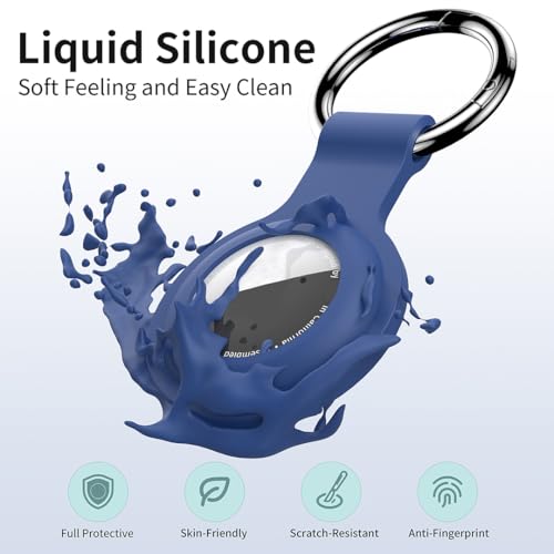 Compatible with AirTag Holder Case Keychain 4 Pack,Silicone Key Chain Ring Cases… - Image 3