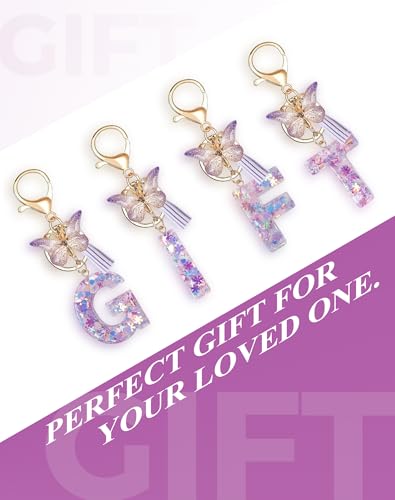 Fmeida Initial Letter Keychains for Women Girls Cute Tassel Butterfly Name Key… - Image 5