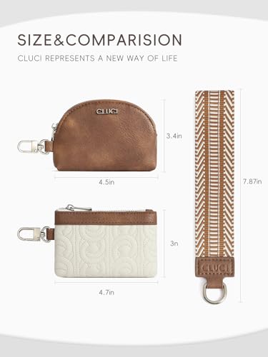 CLUCI Keychain Wallet for Women PU Leather Coin Purse Detachable Dual Pouch… - Image 3