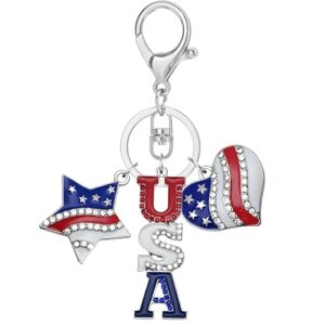 Dreuyet American Flag Keychain USA Patriotic Keychains 4th of July Souvenir Accessories…