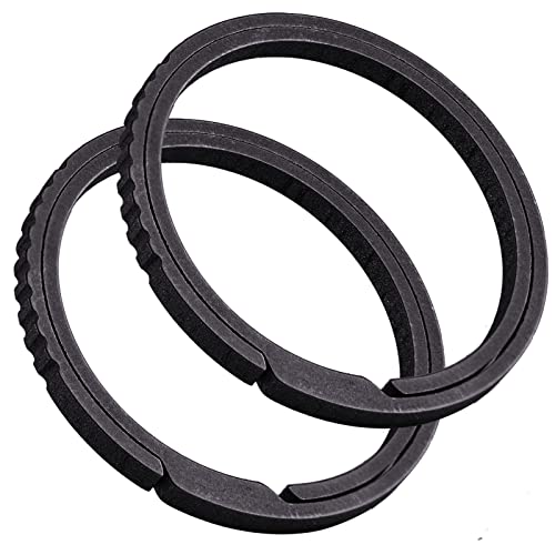 TISUR Titanium Keychain Rings, Split Side Pushing Heavy Duty Black Key Ring…