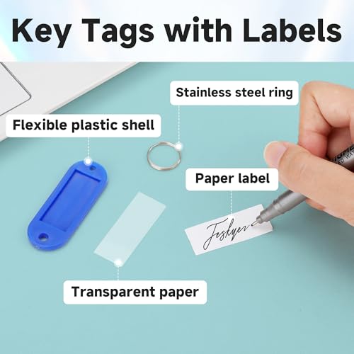 Teskyer 56 Pack Plastic Key Tags with Key Chain Ring, Writeable Key… - Image 8