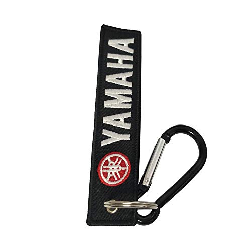 Pasdec 1x Stitching Fabric Tag Keychain with Aluminum D Shape Carabiner Black… - Image 2