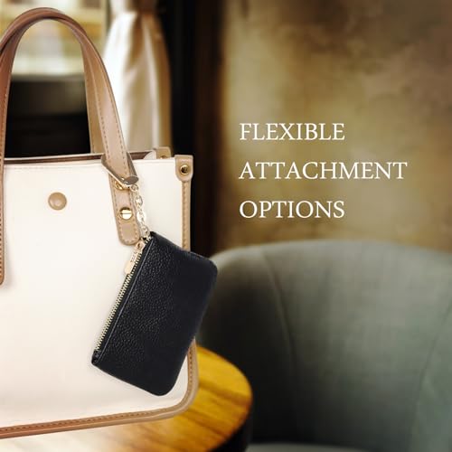 LARENNT Full Grain Leather Coin Purse With Key Chain - Image 8