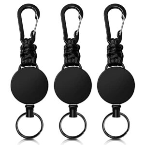 Retractable Keychain 3 Pack Heavy Duty Carabiner Badge Holder Extendable Badge Reel…