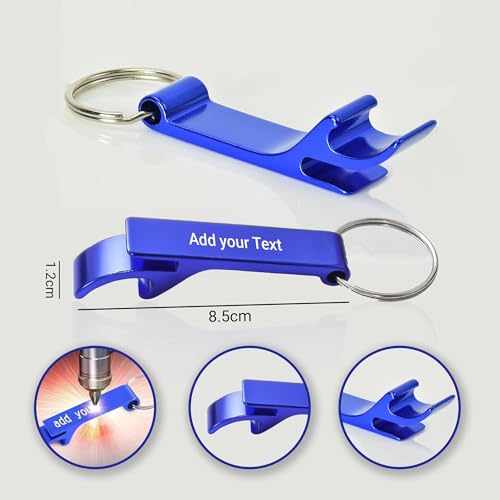 100PCS Personalized Bottle Opener Keychains, Bulk Custom Engraved Text Logo Keychain Can… - Image 4