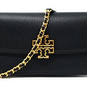 Tory Burch Women's Britten Chain Wallet with Wristlet (Pebbled Leather, Black)
