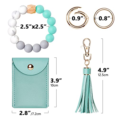 UpUDo Keychain Bracelet Wristlet, Silicone Beaded Key Ring Bracelet with Card Wallet,… - Image 6