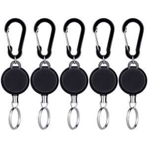 Selizo 5 Pcs Retractable Keychain Retractable Badge Holder Reel Clip ID Badge…