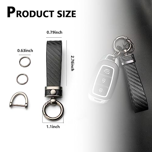 Kewucn Carbon Fiber Style Car Key Chain, Microfiber Leather Keychain, 360 Degree… - Image 2