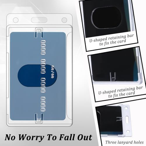 4Pcs Plastic ID Card Holder, Clear Badge Holder with Keyring Card Holder… - Image 3