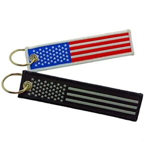 2 Pcs Pack 2 Different Color American Patriotic Flag Keychain Lanyard Colored…