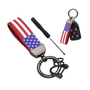 Yourkar US Flag Car Keychain, 360° Rotation American Flag Key Chain with…