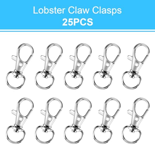 50PCS Metal Lobster Claw Clasp with Key Rings, 25PCS Keychains Clips Hooks… - Image 2