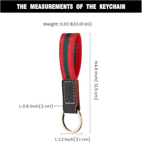 UpLook Nylon & Leather Key Chain, Striped Lanyard Keychain with 3 Key… - Image 3