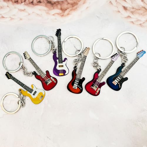 Pouoir guitar keychain for Men Mini Cute Bass Key Chain Ring for… - Image 3