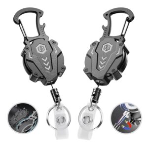 Autonomier 2Pack Heavy Duty Retractable Keychain, Tactical ID Badge Holder Reel Carabiner…