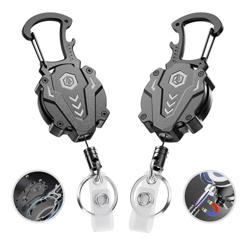 Autonomier 2Pack Heavy Duty Retractable Keychain, Tactical ID Badge Holder Reel Carabiner…