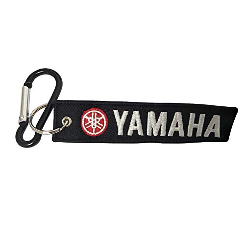 Pasdec 1x Stitching Fabric Tag Keychain with Aluminum D Shape Carabiner Black…