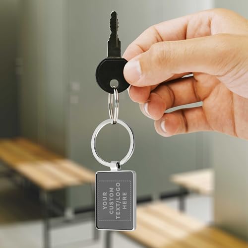 DISCOUNT PROMOS Custom Two Tone Rectangular Metal Keychains Set of 10 - Image 6