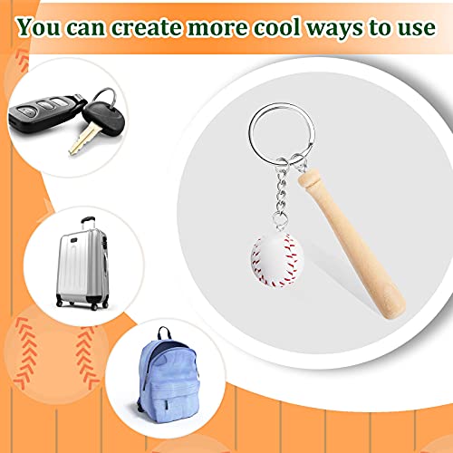 Hicarer Mini Baseball Keychain with Wooden Bat for Sports Theme Party Team… - Image 3