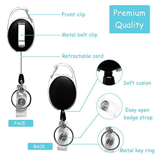 Diateklity 20 Pack Retractable Badge Holder with Carabiner Reel Clip, Badge Reel… - Image 7