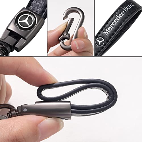 Genuine Leather Car Key Chain for Mercedes Benz AMG A - Image 4