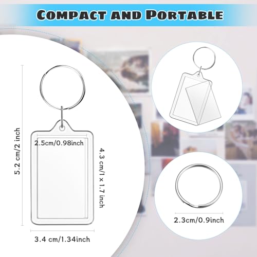 Cositina 50 Pack Acrylic Photo Frame Keychain Clear Photo Insert Blank Keychain… - Image 2