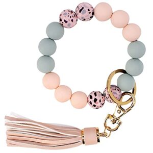 BIHRTC Keychain Wristlet Bracelet Silicone Key Ring Bracelet Wristlet Keychain with Leather…