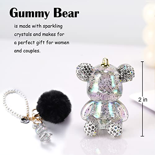 YOU WIZV Teddy Bear Keychain, Cute Bling Keychains for Women and Puff… - Image 3