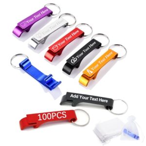 BEXOA EDC 100pcs Personalized Custom Bottle Opener Keychain Engraved Logo/Text Bulk Customized…