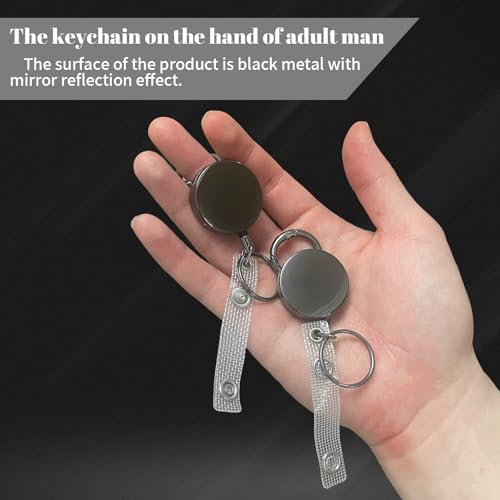 2 Pack Round Metal Retractable Keychain Heavy Duty Retractable Badge Reel for… - Image 6